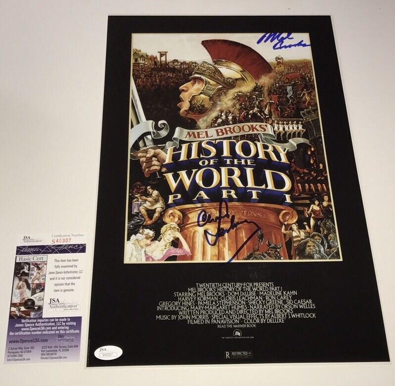 Mel Brooks & Cloris Leachman HISTORY OF THE WORLD Signed 11x17 Photo Poster painting JSA COA