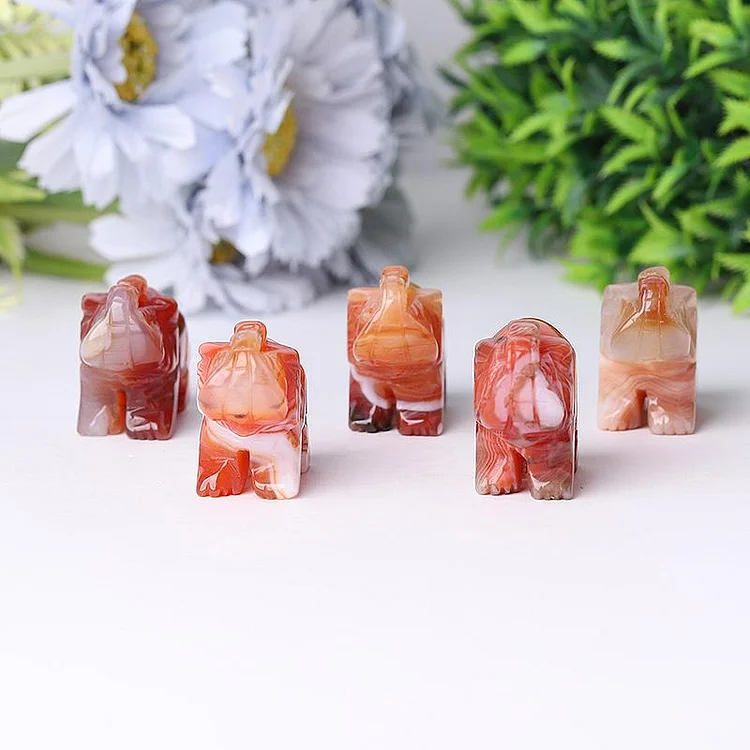 2"   Natural High Quality Beautiful Hand Carved Carnelian Elephant Crystal Figurine For Decoration Animal Bulk