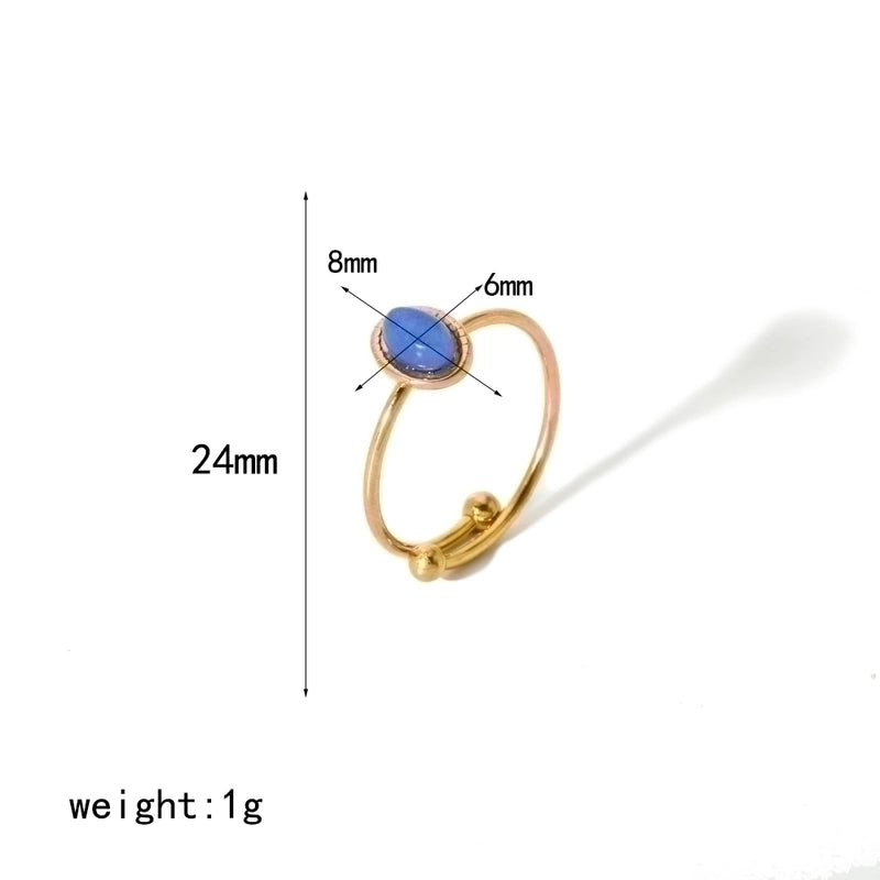 304 Stainless Steel 18K Gold Plated Minimalist Polishing Plating Geometric Adjustable Ring