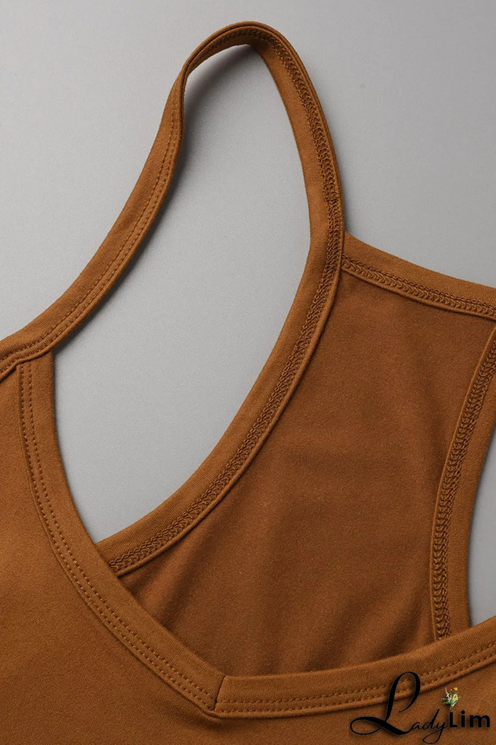 Brown Fashion Sexy Solid Backless Spaghetti Strap Long Dress