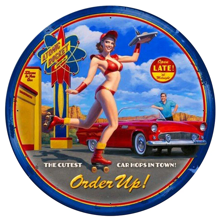 Bikini Lady - Round Vintage Tin Signs/Wooden Signs - 11.8x11.8in