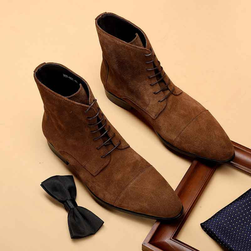 Grimentin Mens Suede Dress Boots Orange