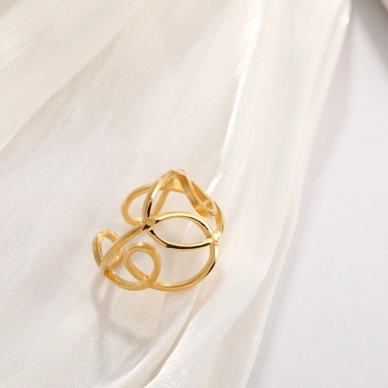 Basic Minimalist Classic Style Irregular Pentagram Lines 304 Stainless Steel Plating Open Rings