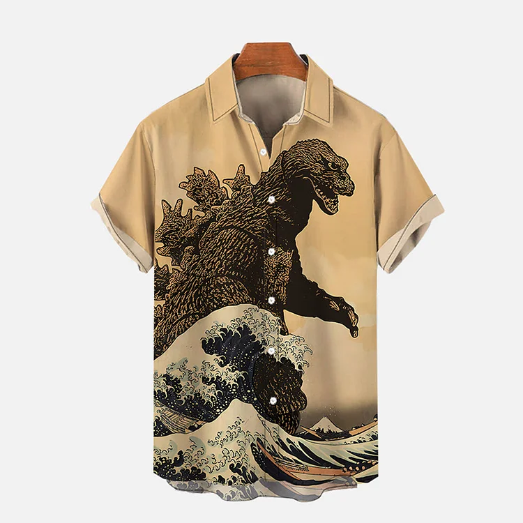 Vintage Godzilla & Waves Short Sleeve Shirts