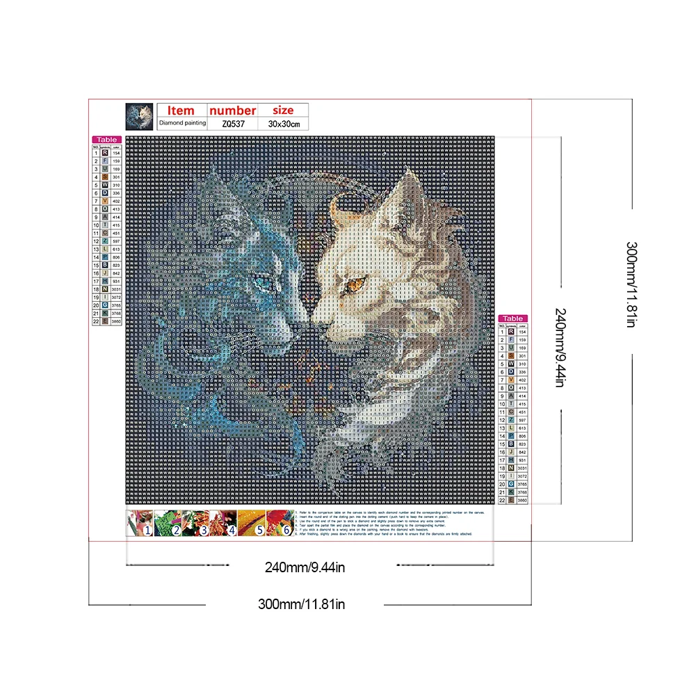 Diamond Painting - Full Round Drill - Yin Yang Cat(Canvas|30*30cm)