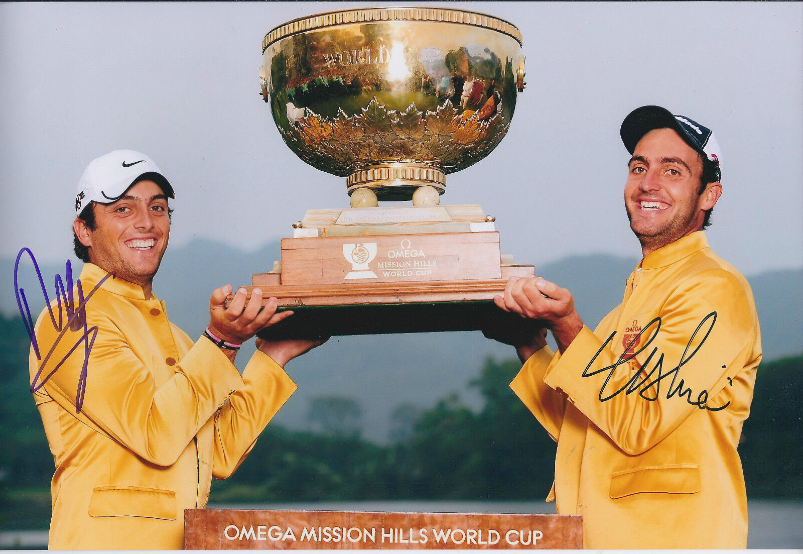 Edoardo & Francesco MOLINARI Double SIGNED Autograph 12x8 Photo Poster painting AFTAL COA OMEGA