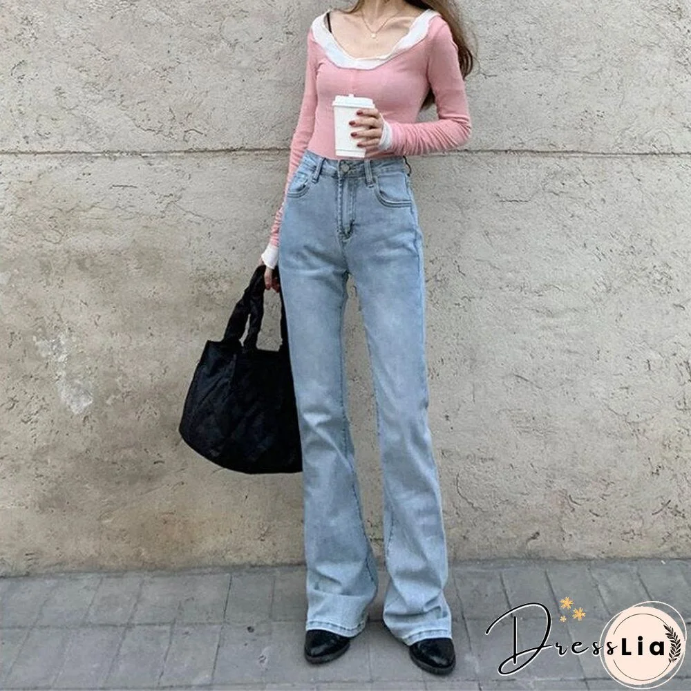 Woman Jeans High Waist Clothes Wide Leg Denim Clothing Blue Streetwear Vintage Quality Fashion Harajuku Straight Pants