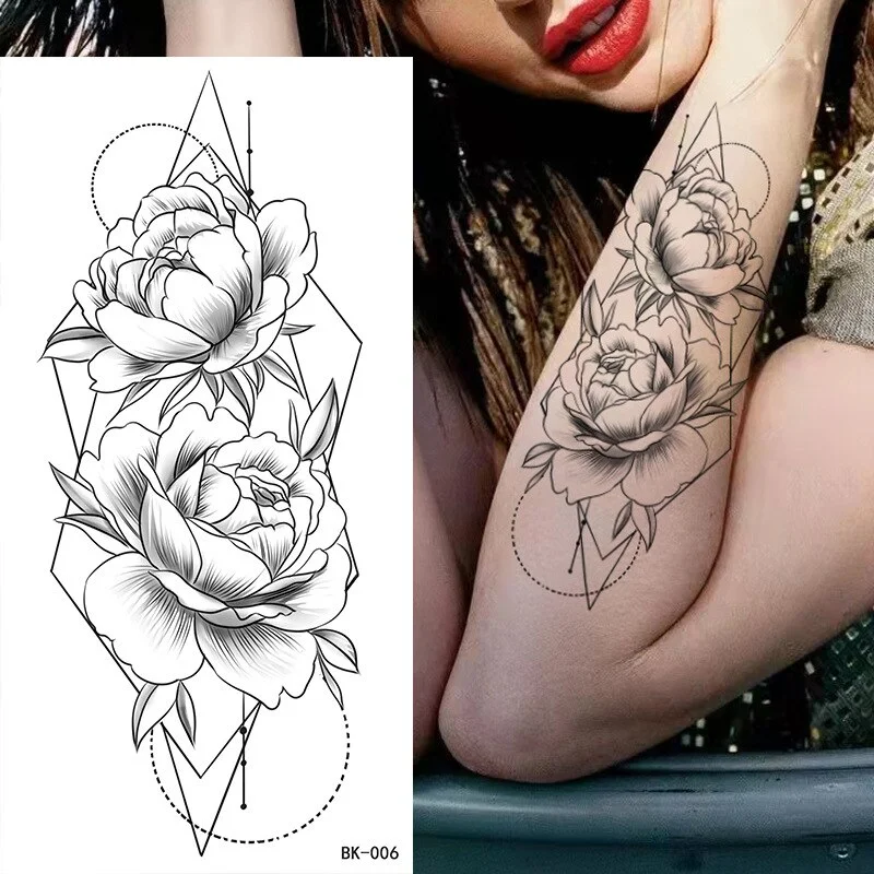 Sdrawing Tattoos New Flash Waterproof Temporary Tattoo Sticker Lip Print Flowers Butterfly Body Art Arm Fake Sleeve Tatoo for Women