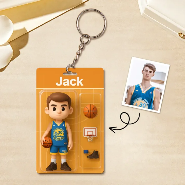 Custom Action Figure Pack Packaging Toy Box Style Art Gift Personalized Acrylic Keychain Gift for Him/Her
