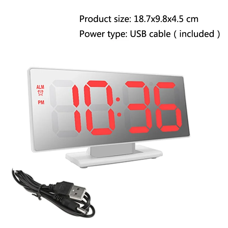 Digital Alarm Clock LED Mirror Electronic Clocks Multifunction Large LCD Display Digital Table Clock with Temperature Calendar