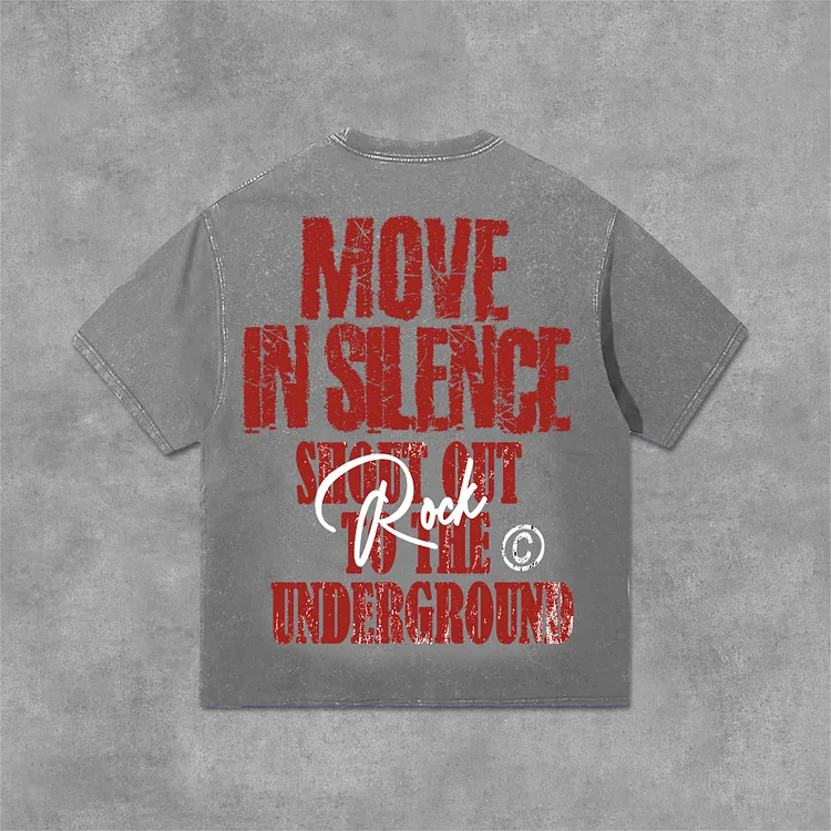 Vintage Move In Silence Graphic Print Acid Washed T-Shirt SOPULA