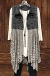 Contrasting Lace Denim Jacket Vest Tops