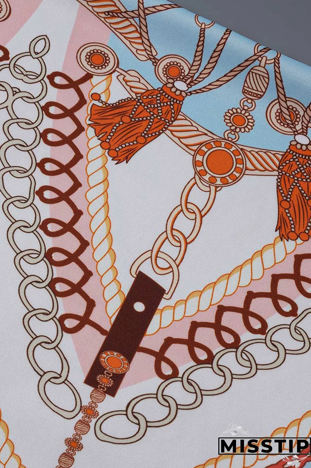 Orange Fashion Print Backless Strap Design Halter Sleeveless Two Pieces