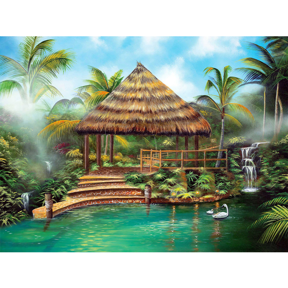 

Cottage in Lake - Round Drill Diamond Painting - 40*30CM, 501 Original