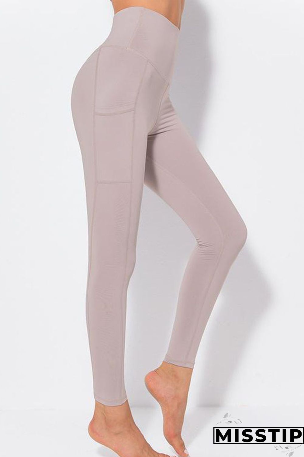 Gray Green Casual Sportswear Solid Patchwork Skinny High Waist Pencil Solid Color Bottoms