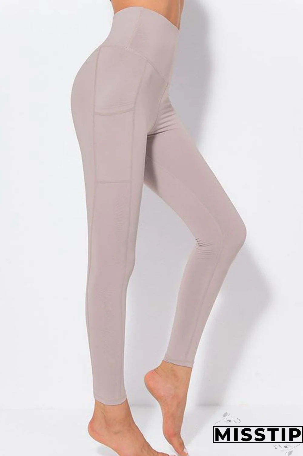 Gray Green Casual Sportswear Solid Patchwork Skinny High Waist Pencil Solid Color Bottoms