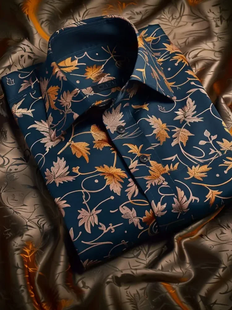 Men's Luxury Satin Long Sleeve Button Down Shirt