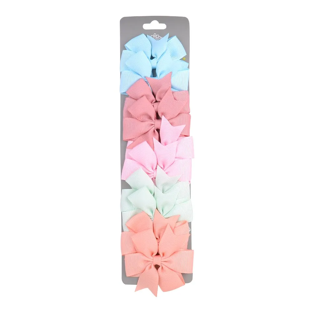 10 Pcs/set Grosgrain Ribbon Solid Hair Bows With Clip  Cute Girls Hair Clips Hairpins Barrettes Headwear Kids Hair Accessories