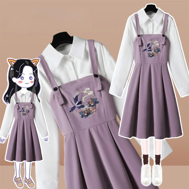 OOTD Purple Embroidery Dress Set BE1002