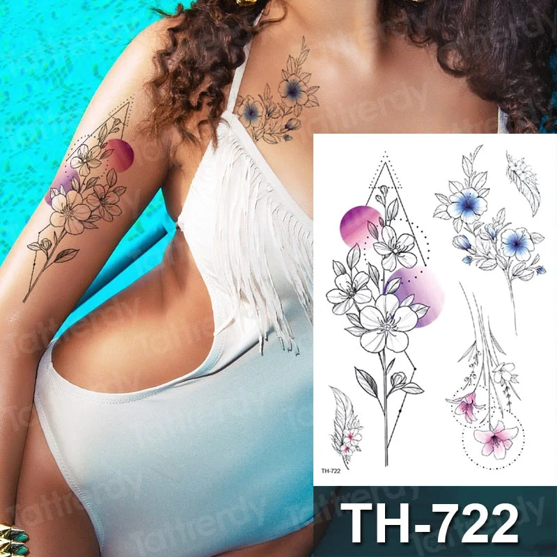 sexy temporary tattoo flower swallow fish tattoo watercolor stretch flower tattoo designs animals waterproof tatoo fake body art