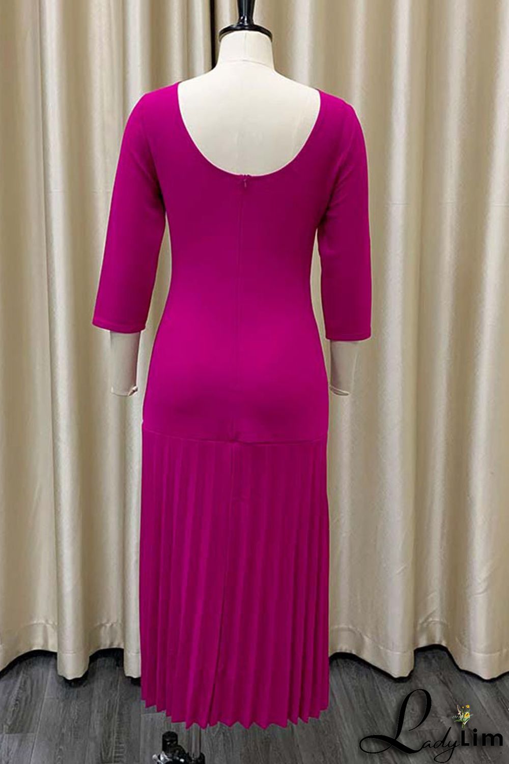 Purple Elegant Solid Patchwork Fold Square Collar Straight Dresses