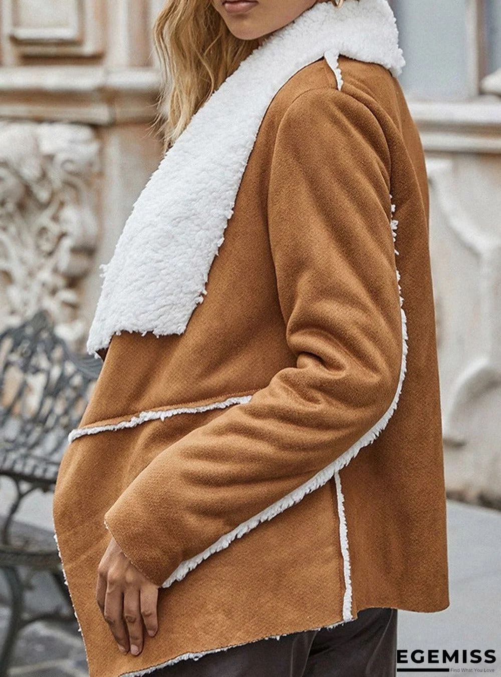 Casual Stitching Lapel Solid Color Loose Coat | EGEMISS