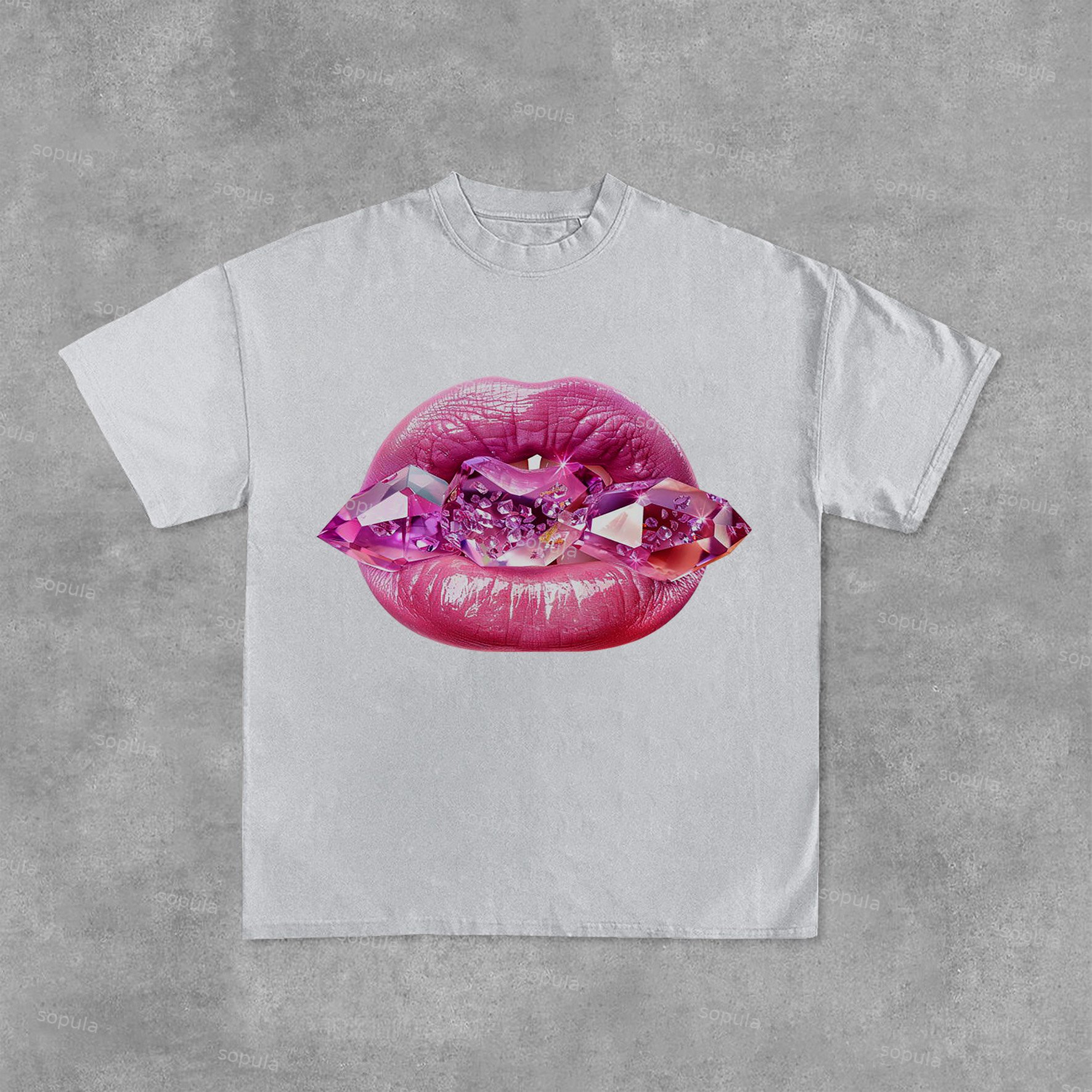 Sexy Jeweled Lips Print Graphic Cotton Tees - Sopula｜Premium Graphic Tees & Graphic Clothing