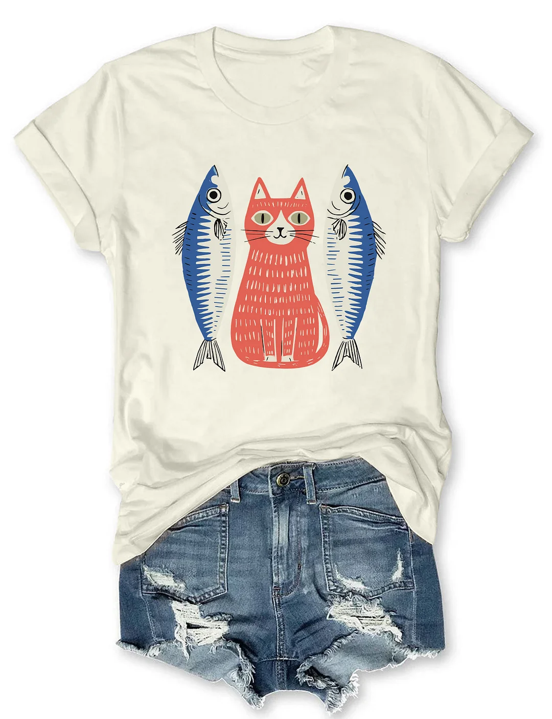 Funny Sardines Cat T-shirt
