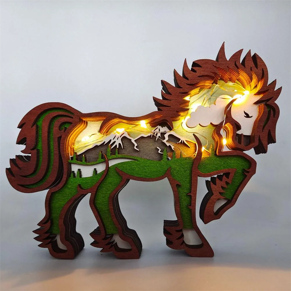 Purexcellent&trade; New creative home desktop wood carving horse crafts ornaments