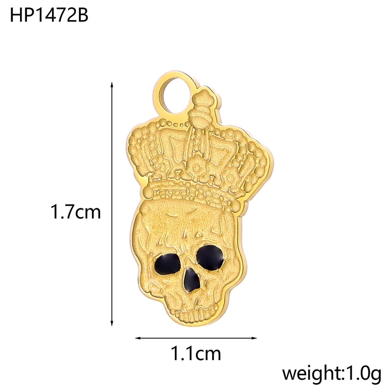 1 Piece 13*10mm 304 Stainless Steel Zircon Heart Shape Skull Polished Pendant Jewelry Accessories