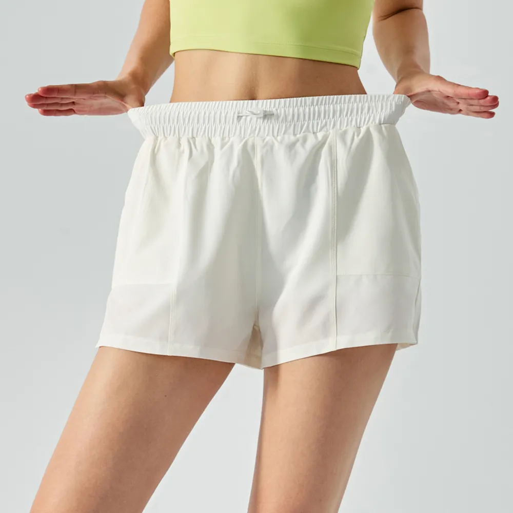 Buy White different colors and types of 2 in 1 quick dry side slit everyday & basketball sports shorts for women on Hergymclothing