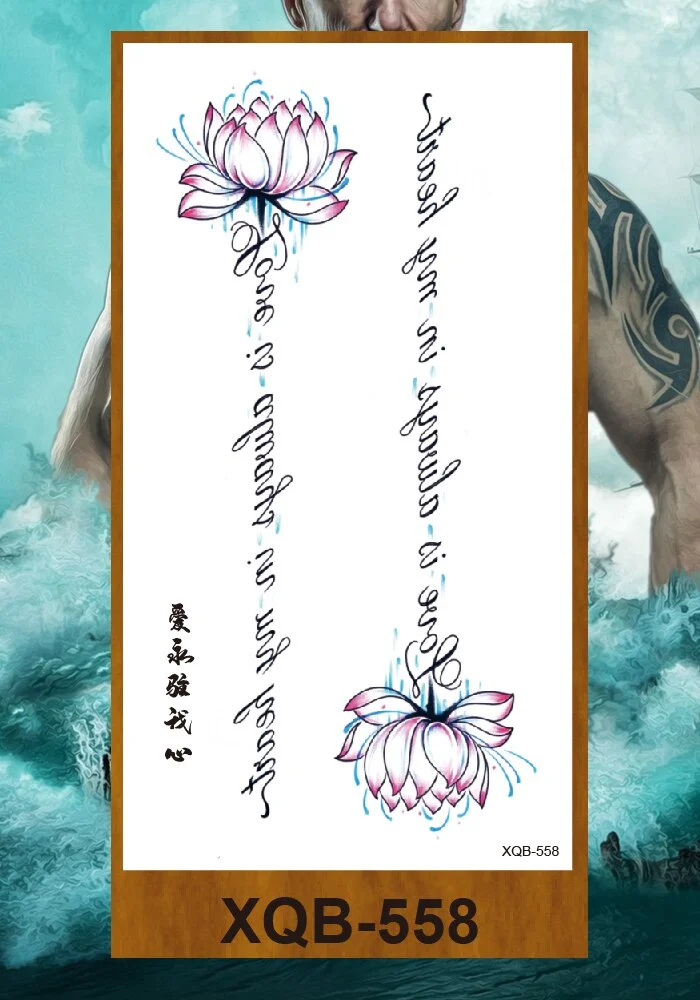 Temporary Tattoo Sticker Man Woman Girl Arm Chest Fake Neck Ankle Tatoo Art Flowers Totem Tatto Sanskrit Lines Geometric Figures