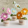 Crochet Flowers Potted Plants Decorative Crochet Ornaments DIY Gifts for Friends