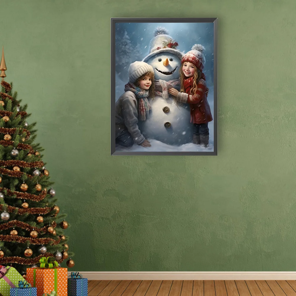 Diamond Painting - Full Round Drill - Kids Snowman(Canvas|30*40cm)