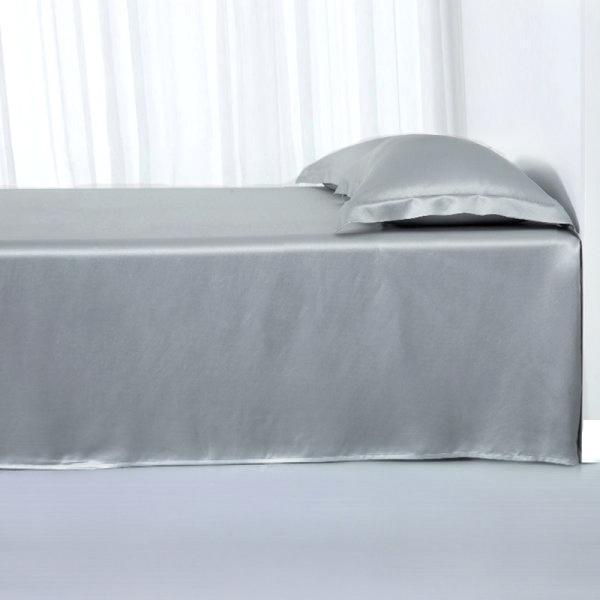 19 Momme Silk Flat Sheets Gray
