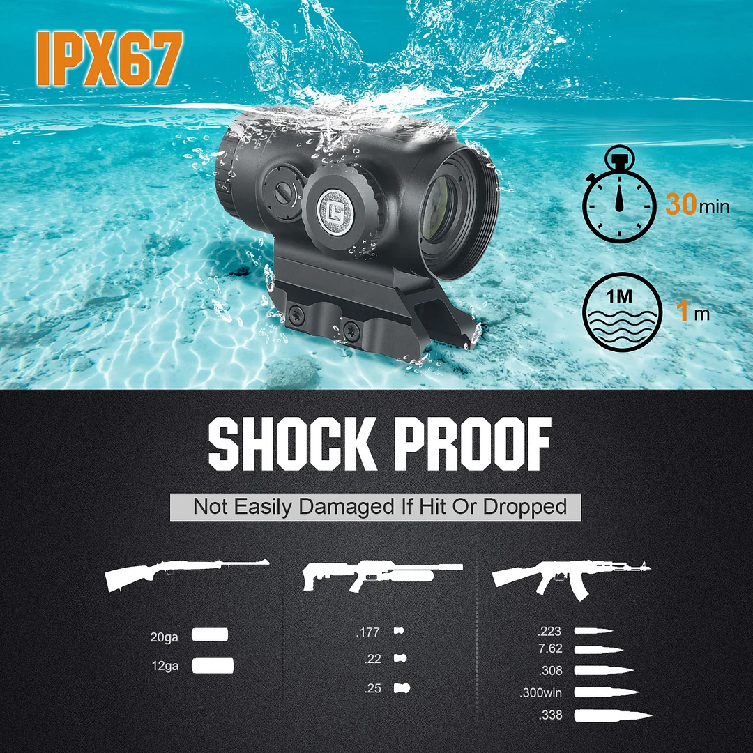 ohhunt® Tactical Sight Glass Etched Reticle Red Illuminated 3x18 Prism Scope