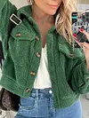 Urban Lambskin Solid Color Buttoned Lapel Collar Long Sleeves Outerwear