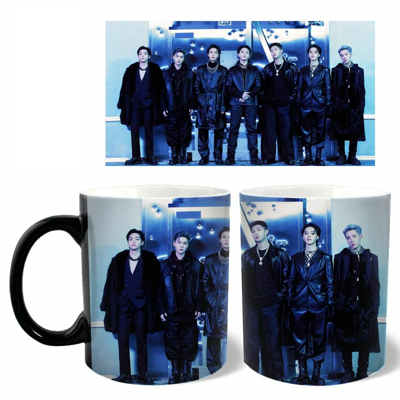 BTS Proof Ver Coffee Mugs A.R.M.Y Heat Sensitive Color Changing Cup,12 oz Black and White