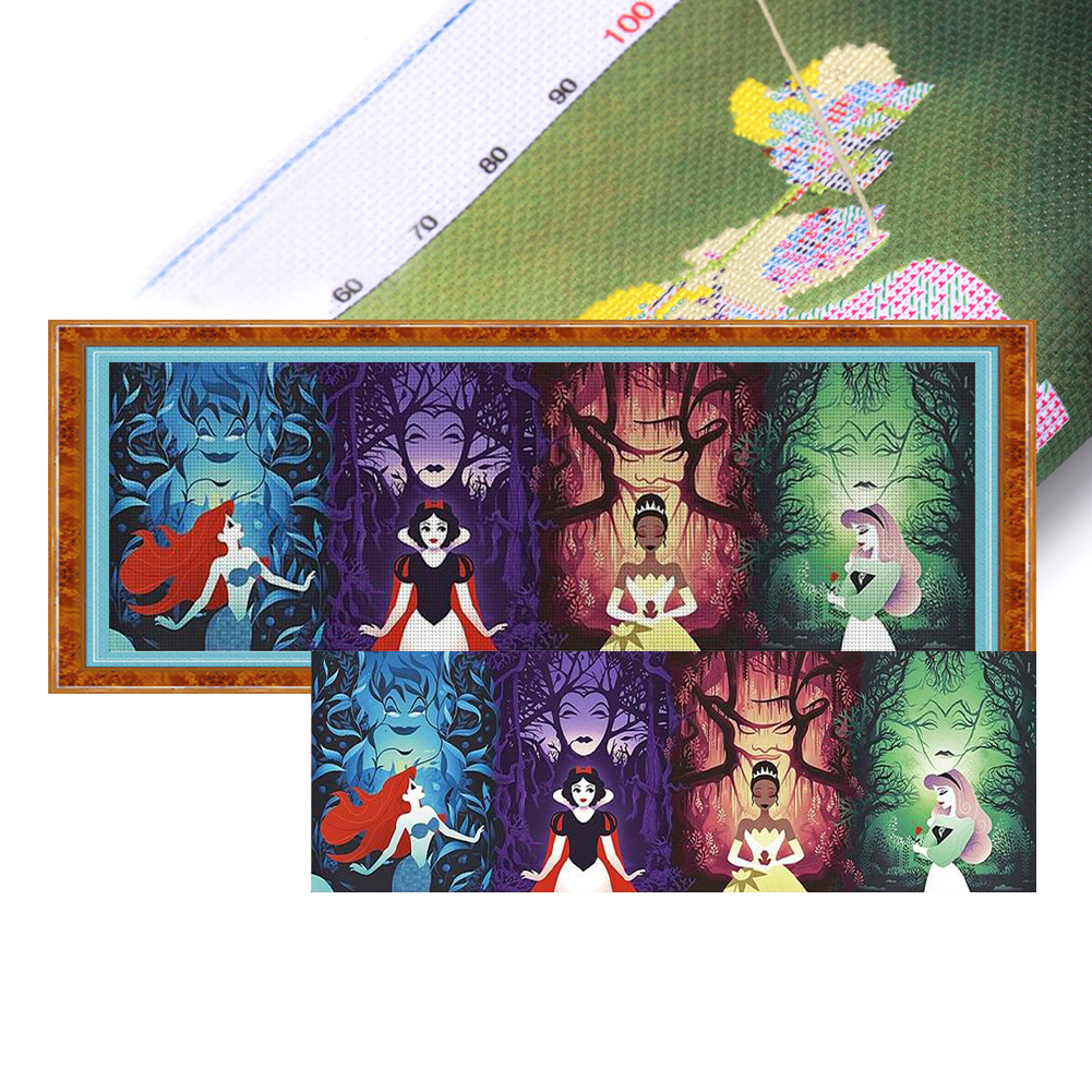 Disney Princess Full 11CT Pre-stamped Canvas(90*30cm) Cross Stitch