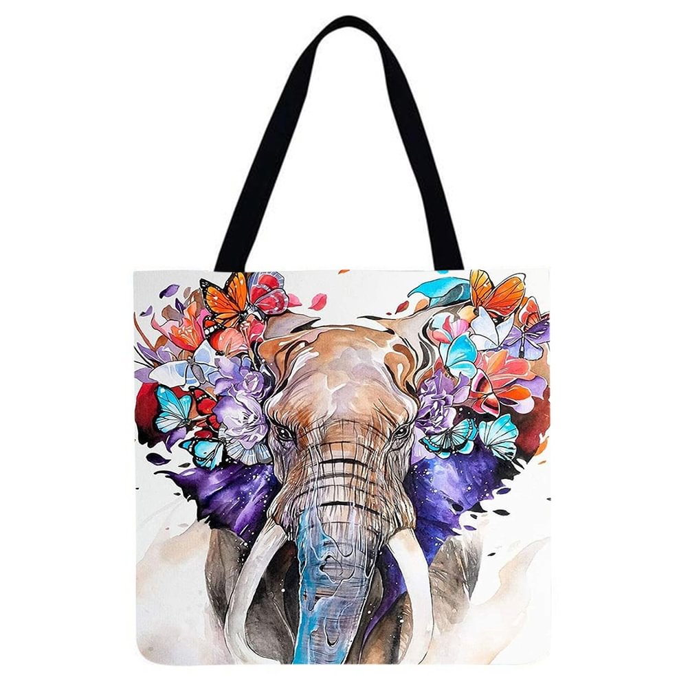 Linen Tote Bag-Colorful butterfly