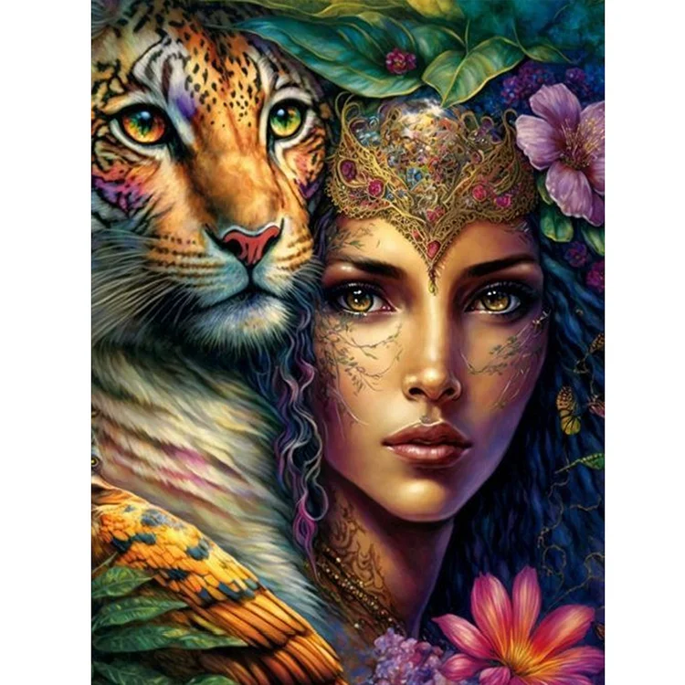 Tiger And Queen30*40CM(Canvas)  Full Round Drill Diamond Painting gbfke