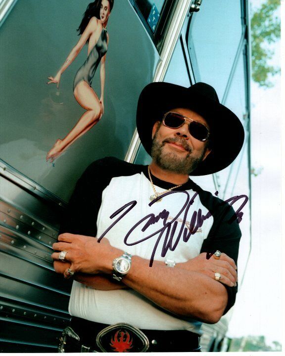 HANK WILLIAMS JR. signed autographed TOUR BUS PINUP Photo Poster painting