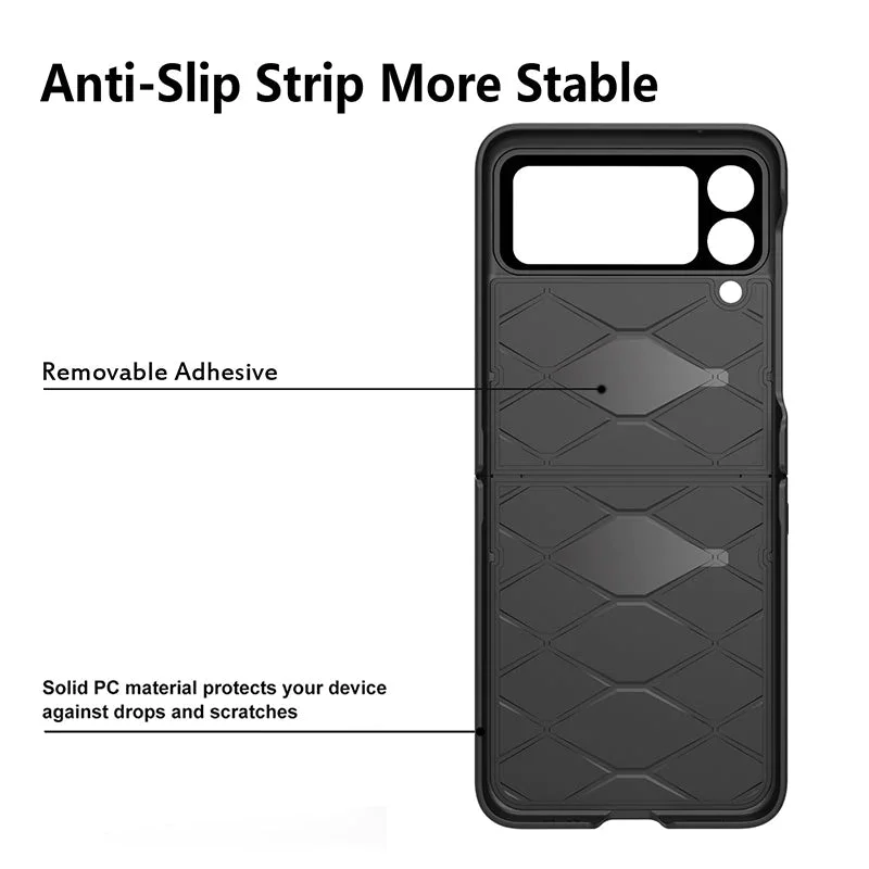 For Samsung Z Flip 3/4 Lychee Pattern Hinge Invisible Kickstand Phone Case