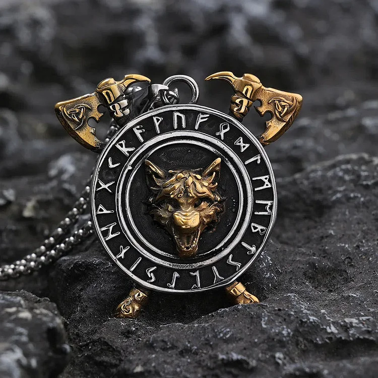Coutureaura Triple Horn of Odin Axe Necklace