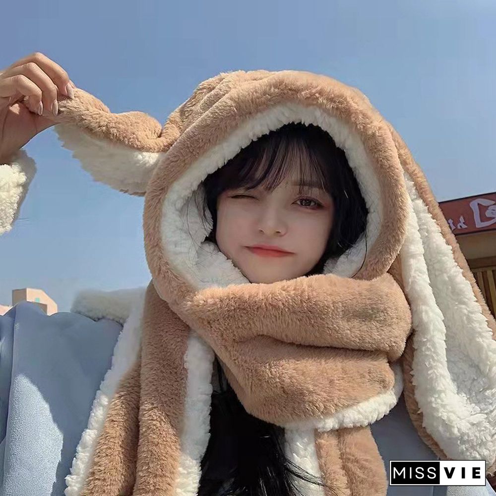 Long Rabbit Ears Hat Scarf Gloves Warmer