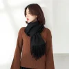 Plain Colors Tassels Unisex Scarf Team Event Anniversary Shawl