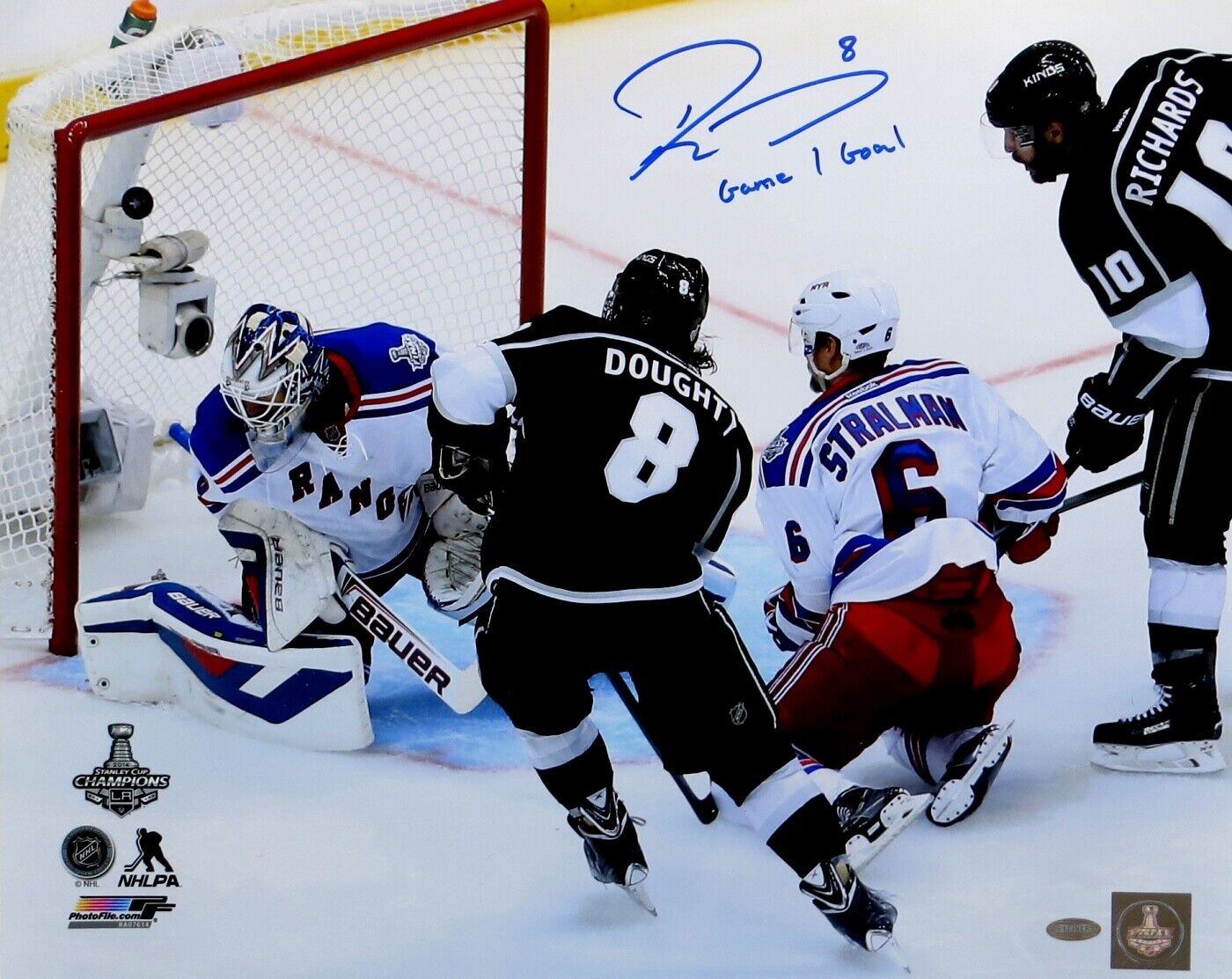 Drew Doughty Autographed 16X20 Photo Poster painting Kings Game 1 Goal