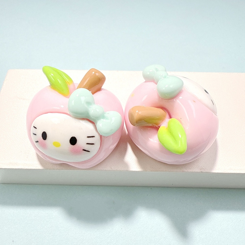Mini Apple Cat Resin Charms Set