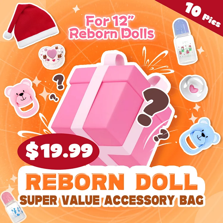 For 12" Reborn Baby Dolls → Premium Reborn Accessories Package[Pacifer/Bottle/Headwear Mixed]
