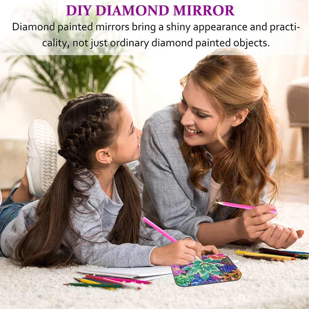 DIY Mandala Diamond Painting Makeup Compact Mirror Portable Folding
